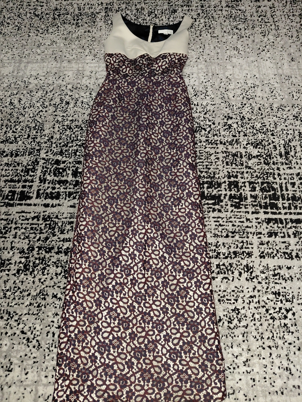 NWOT Cesar Galindo | Cream Bodice Lace High Back Slit Red Lining Sz 4 Gown - Picture 5 of 15